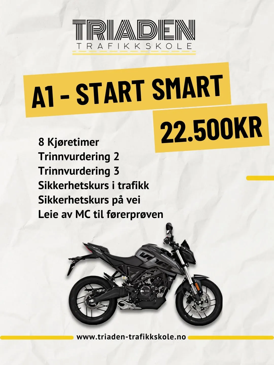 Plakat for A1-pakken Start smart til 22 500 kr